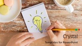  Presentation with demographic millennials business concept - Presentation theme featuring human body mind - business education and people concept background and a coral colored foreground