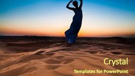  Presentation with sad woman silhouette - Colorful presentation theme enhanced with human body mind - silhouette young woman in sandy backdrop and a tawny brown colored foreground
