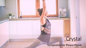  Presentation with asian exercise trainer - Theme having human body spiritual - asian woman are yoga exercises background and a lemonade colored foreground