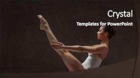  Presentation with flexible - Colorful slide deck enhanced with human body spiritual - flexible female doing acrobatic exercises backdrop and a wine colored foreground