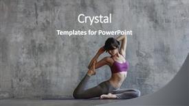  Presentation with fitness - Amazing presentation theme having human body spiritual - young beautiful fitness female posing backdrop and a gray colored foreground
