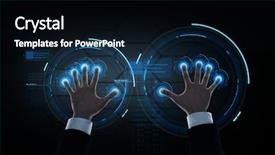  Presentation with black technology - Cool new slides with human body universe - business people and future technology backdrop and a black colored foreground