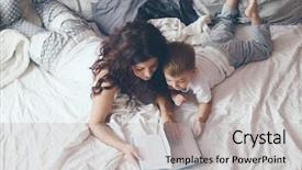  Presentation with old young - PPT theme featuring human books - young mother with her 2 background and a light gray colored foreground