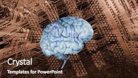  Presentation with artificial intelligence human brain - Beautiful presentation theme featuring human brain against a circuit backdrop and a wine colored foreground