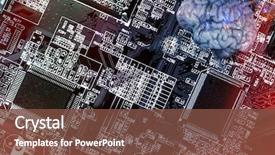  Presentation with artificial intelligence human brain - Colorful theme enhanced with human brain and communication microchips backdrop and a tawny brown colored foreground