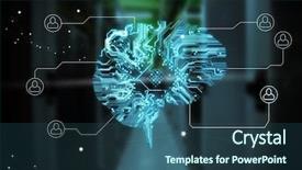  Presentation with human brain - Cool new slides with human brain connected to people backdrop and a ocean colored foreground