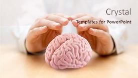  Presentation with human brain - Cool new presentation design with human-brain-covered-by-hands backdrop and a lemonade colored foreground