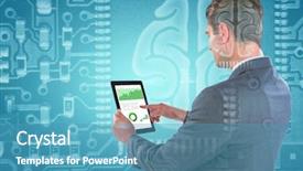  Presentation with circuit board - Audience pleasing presentation consisting of human brain in circuit backdrop and a teal colored foreground