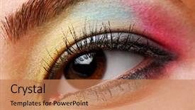  Presentation with human eye - PPT layouts enhanced with human brown eye false lashes liner background and a coral colored foreground