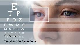  Presentation with human eye - Cool new slide deck with human capital - woman with eye focus box backdrop and a light gray colored foreground