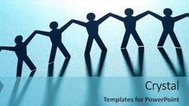  Presentation with hands holding - Presentation theme enhanced with human chain - group of people holding hands background and a  colored foreground