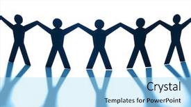  Presentation with holding people in hands - Beautiful slides featuring human chain - group of people holding hands backdrop and a light blue colored foreground