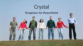  Presentation with chain - Cool new PPT layouts with human chain - group of people backdrop and a light blue colored foreground