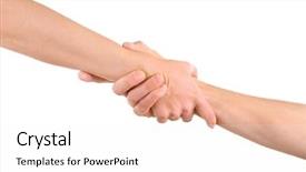  Presentation with friendship - Presentation theme enhanced with human chain - handshake of friendship isolated background and a white colored foreground