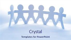  Presentation with doll paper - PPT layouts having human chain - team of paper doll people background and a sky blue colored foreground