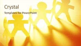  Presentation with doll paper - PPT layouts consisting of human chain - team of paper doll people background and a cream colored foreground