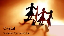  Presentation with together - Cool new presentation theme with human chain - women joined together backdrop and a  colored foreground