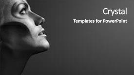  Presentation with character - Cool new presentation theme with human character - close-up portrait of beautiful woman backdrop and a dark gray colored foreground