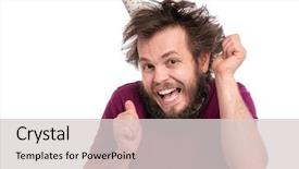  Presentation with happy birthday - PPT layouts having human character - crazy bearded man with funny background and a light gray colored foreground