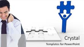  Presentation with businessman standing on mountain top - Theme featuring gas power plant in cold background and a  colored foreground.