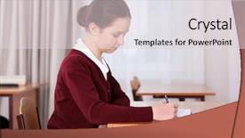  Presentation with posture - Slide set having human child bearing - incorrect posture concept schoolgirl sitting background and a light gray colored foreground