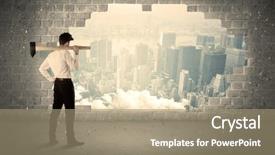  Presentation with wall - Colorful presentation theme enhanced with human collapse - business man hitting wall backdrop and a coral colored foreground