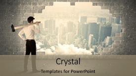  Presentation with wall - Amazing PPT layouts having human collapse - business man hitting wall backdrop and a coral colored foreground