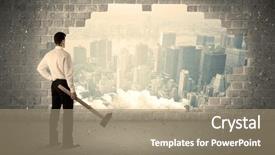  Presentation with wall - Colorful PPT theme enhanced with human collapse - business man hitting wall backdrop and a  colored foreground