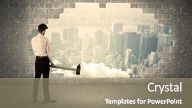  Presentation with wall - Presentation theme featuring human collapse - business man hitting wall background and a coral colored foreground