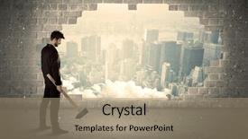  Presentation with wall - Beautiful slides featuring human collapse - business man hitting wall backdrop and a  colored foreground