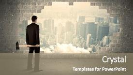  Presentation with wall - Beautiful PPT layouts featuring human collapse - business man hitting wall backdrop and a coral colored foreground