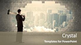  Presentation with wall - Cool new presentation design with human collapse - business man hitting wall backdrop and a coral colored foreground