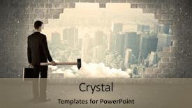  Presentation with wall - Audience pleasing slide set consisting of human collapse - business man hitting wall backdrop and a coral colored foreground