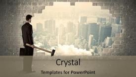  Presentation with wall - Presentation theme consisting of human collapse - business man hitting wall background and a coral colored foreground