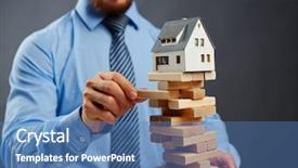  Presentation with wooden toy - Audience pleasing slide deck consisting of human collapse - businessman taking out wooden block backdrop and a  colored foreground