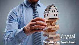  Presentation with wooden - PPT theme featuring human collapse - businessman taking out wooden block background and a  colored foreground