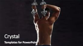  Presentation with exercises - Beautiful presentation theme featuring human collapse - sporty man doing exercises backdrop and a black colored foreground