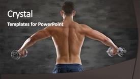  Presentation with adventure sports man - PPT theme having human collapse - sporty man doing exercises background and a dark gray colored foreground