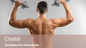  Presentation with exercises - Presentation theme featuring human collapse - sporty man doing exercises background and a coral colored foreground