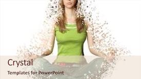  Presentation with white lotus flower - Presentation theme featuring human collapse - woman in lotus pose isolated background and a lemonade colored foreground