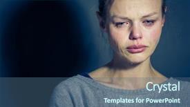  Presentation with tears - Colorful PPT theme enhanced with human collapse - young woman suffering from severe backdrop and a ocean colored foreground