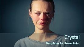  Presentation with depression - Slide deck consisting of human collapse - young woman suffering from severe background and a ocean colored foreground