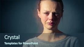  Presentation with sadness woman cry - Slide deck featuring human collapse - young woman suffering from severe background and a ocean colored foreground