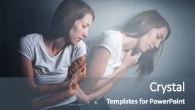  Presentation with depression - PPT theme with human collapse - young woman suffering background and a ocean colored foreground