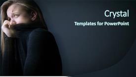  Presentation with postpartum depression - Presentation design with human collapse - young woman suffering background and a tawny brown colored foreground