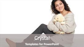  Presentation with floor - Presentation theme consisting of human commonication - beautiful young woman sit background and a gray colored foreground