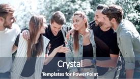  Presentation with group of people silhouettes walking - Presentation with human commonication - group of young people are background and a ocean colored foreground