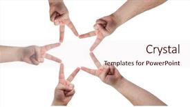  Presentation with star - Cool new slides with human commonication - hands in the form backdrop and a sky blue colored foreground