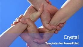  Presentation with blue sky - Colorful theme enhanced with human commonication - various peoples hands in front backdrop and a cobalt blue colored foreground