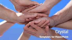  Presentation with peoples - Amazing theme having human commonication - various peoples hands in front backdrop and a violet colored foreground